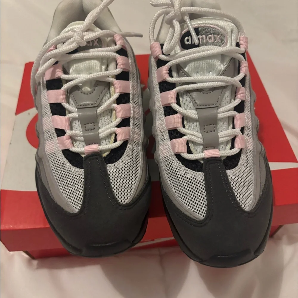 Nike Kids Air Max 95 in Gray with Pink Accents